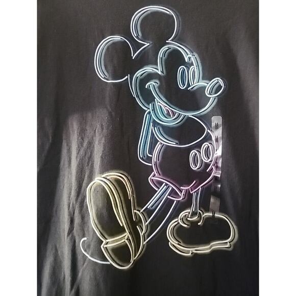 Disney Shirt Mens Black Neon Mickey Mouse Lights Outline Graphic Medium S129 NWT - Picture 2 of 5